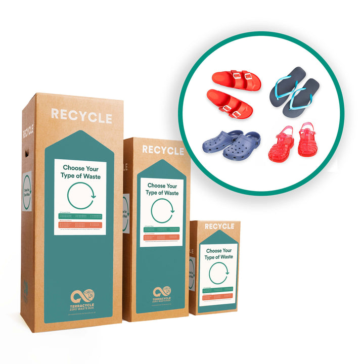 Recycle flip flops, plastic shoes and sandals with Zero Waste Box